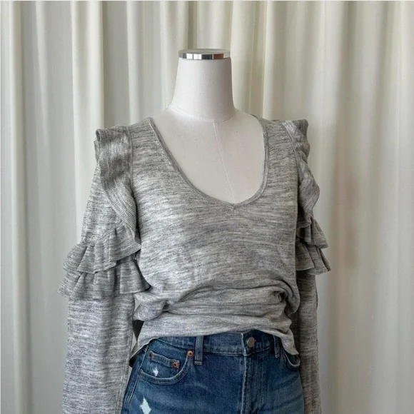 Lilly Pulitzer Fresca Sweater ruffled sleeves V-neck size Large. - Picture 4 of 8